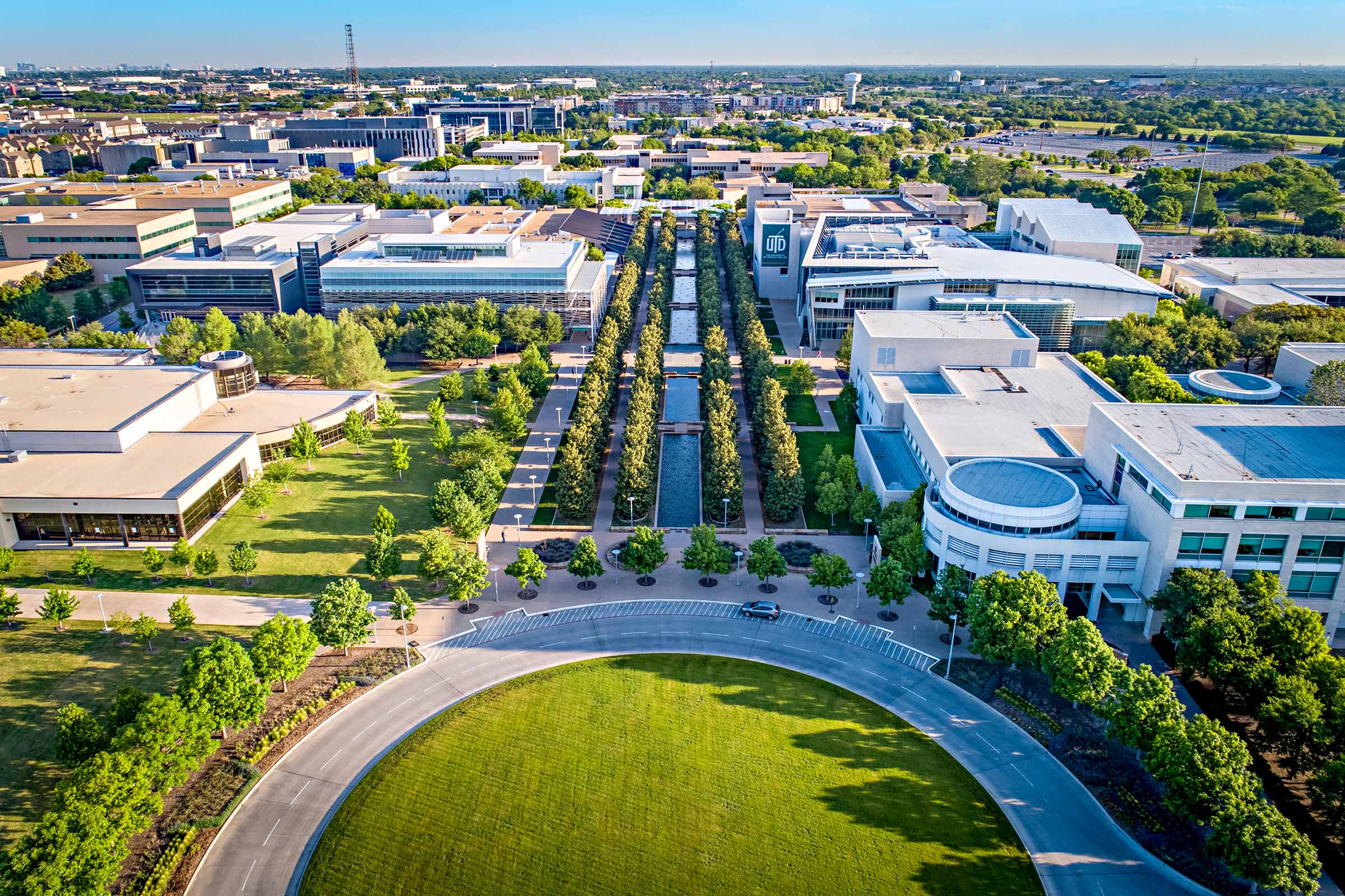 Drone shot of UT Dallas